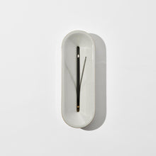 Load image into Gallery viewer, A gray porcelain incense burner with a modern design, featuring a flat and an angled side to place incense sticks.