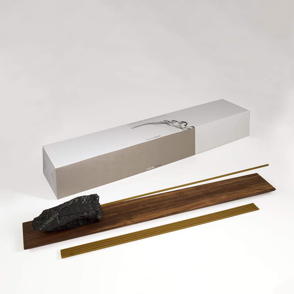 Bronze Incense Stand with Walnut Tray - Black